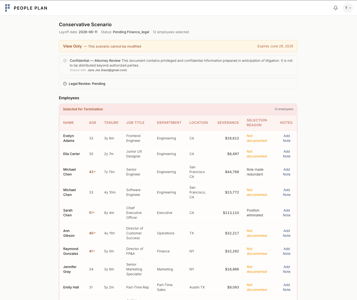 Section-by-section legal review workflow